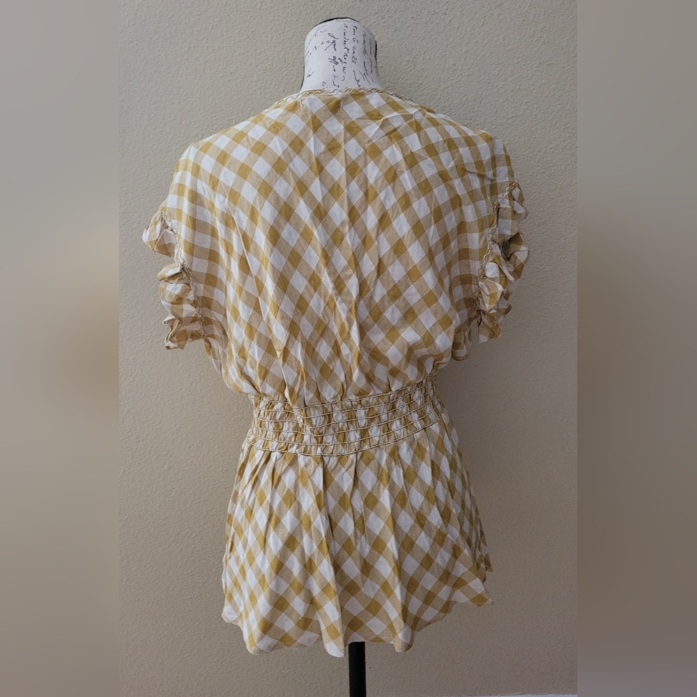 Max Studio Yellow Gingham Blouse - image 3